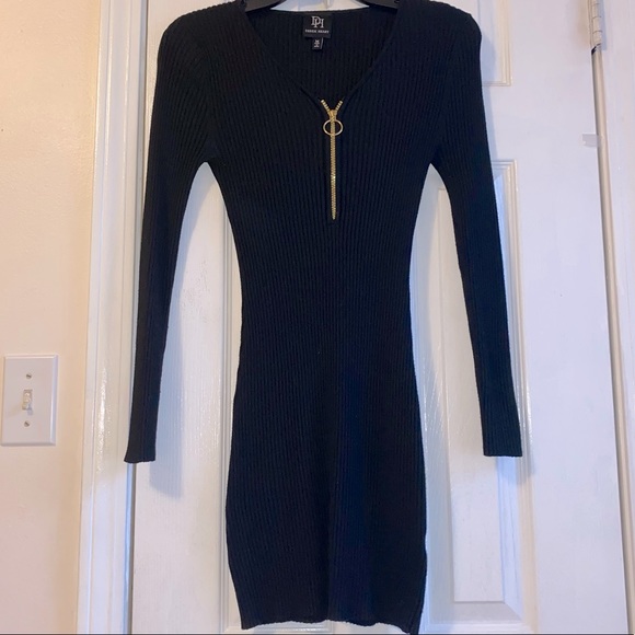 Black long sleeve body con dress - Picture 3 of 4